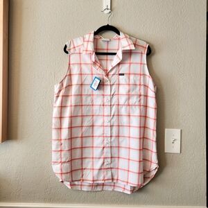 New Columbia Sleeveless Plaid Button-Down Shirt